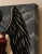 Nemesis Greek Mythology Art Print - Red Gown, Black Wings and Wheel - matte canvas - exact closeup
