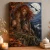 Autumn Moon Huntress Art Print - Full Moon Fantasy Creature - matte canvas - independent room