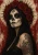 Santa Muerte Skull Art Print - Mexican Folk Saint and Red Roses - matte canvas - clean face