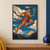 Winged-helmet figure leaping through a blue sky with a serpent staff, winged sandals and a sweeping pale cloak.; frame shown for styling only