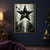 Faceted five-pointed star suspended in a circular frame above jagged dark crystals, with small birds and a bright passage beyond.; frame shown for styling only