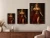 Justice Goddess in Red Art Print, Blindfolded Figure with Sword and Scales - matte canvas - accurate all sizes guide