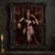 Horned demon queen in black and red sits on an ornate skull-decorated throne before red banners.; frame shown for styling only