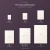 Purple Fox paper print size comparison: A5 14.8 by 21cm, A4 21 by 29.7cm, A3 29.7 by 42cm, A2 42 by 59.4cm, 50 by 70cm, and A1 59.4 by 84.1cm. All six prints are shown at the same scale.