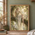 Pointed-eared woman in a pale flowing dress sitting on a tree branch amid sunlit woodland foliage.; frame shown for styling only