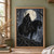 Dark-haired woman in a patterned cloak riding a black horse among white birch trees beneath a full moon, with a branch staff and stream.; frame shown for styling only