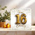 16th Birthday Card – Gold Balloon Design with Confetti, Happy 16 Large Number – 145mm x 145mm Square Greeting Card with Kraft Envelope – For Son, Daughter, Boy, Girl, Friend