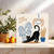 Happy Birthday Card 145mm x 145mm – Black Cat Stretch with Houseplants – Modern Square Greeting Card with Kraft Envelope for Cat Lovers, Friends, Her or Him