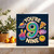 9th Birthday Card for Kids – You’re 9 Rainbow Sticker Style – Fun Icons Pizza Planet Peace Smiling – 145mm x 145mm – Includes Kraft Envelope