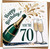70th Birthday Card for Men or Women - Champagne Bottle & Glasses Design - 145mm x 145mm Square Greeting Card with Kraft Envelope - Celebration Milestone