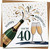 40th Birthday Card – Champagne Bottle & Glasses Design, Happy Birthday You’re 40 – 145mm x 145mm Square Greeting Card with Kraft Envelope – For Him or Her, Milestone Celebration