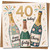 40th Birthday Card - Champagne Celebration, Floral Bottles, Cheers Design - 145mm x 145mm Square Greeting Card, For Him or Her, Includes Kraft Envelope