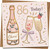 86th Birthday Card for Women or Men - Champagne Cheers Design - 145mm x 145mm Square Greeting Card with Kraft Envelope - Milestone Age 86 Celebration