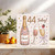 44th Birthday Card for Her – Champagne Cheers Design – 145mm x 145mm Square Greeting Card with Kraft Envelope – Milestone 44 Today Celebration – Elegant Pink and Gold Polka Dots