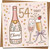 54th Birthday Card - Champagne Bottle & Glasses Design, Cheers Confetti - Square Greeting Card 145mm x 145mm with Kraft Envelope - Milestone Celebration for Her or Him