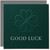 Good Luck Card 145mm x 145mm - Elegant Dark Green Clover Design, Includes Dark Grey Envelope