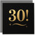 30th Birthday Card - Black and Gold Design - 145mm x 145mm Square - Milestone Age 30 Greeting Card, Includes Dark Grey Envelope