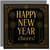 Happy New Year Card - Art Deco Black and Gold Design, 145mm x 145mm Square, Includes Dark Grey Envelope
