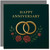 Happy Anniversary Card 145mm x 145mm - Elegant Gold Rings & Red Roses on Dark Green - Square Greeting -, Includes Dark Grey Envelope
