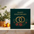 Happy Anniversary Card 145mm x 145mm - Elegant Gold Rings & Red Roses on Dark Green - Square Greeting -, Includes Dark Grey Envelope