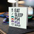 Eat Sleep PS4 Repeat Gamer Birthday Card - Bold Gaming Controller Icons, Fun Video Game Theme