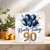 90th Birthday Card - Ninety Today - Blue Balloons & Gold Confetti Design - 145mm x 145mm Square - Celebration Greeting Card, Includes Kraft Envelope