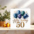 50th Birthday Card - 'Fifty Today' Balloons Design, 145mm x 145mm Square Greeting Card - Gold and Navy Celebration, Includes Kraft Envelope