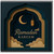 Ramadan Kareem Greeting Card - Elegant Islamic Arch with Crescent Moon and Lantern, Starry Night and Clouds Design