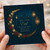Eid Card - Crescent Moon and Lanterns, Floral Arabesque - 'May Your Eid Be Filled with Peace and Happiness' Islamic Greeting