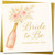 Bride to Be Congratulations Card - Champagne Bottle & Roses Design - Bridal Shower/Hen Party Greeting Card - 145mm x 145mm Square, Includes Gold Envelope