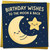 Birthday Card 145mm x 145mm - Cute Moon & Star Design - 'Birthday Wishes To The Moon & Back' - Navy -, Includes Gold Envelope