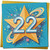 22nd Birthday Card - Starburst and Shooting Stars Design, Bright Blue 145mm x 145mm Square Greeting Card, Includes Gold Envelope