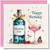Gin Birthday Card - Happy Birthday Gin Bottle and Cocktail Design - 145mm x 145mm Square - For Lovers, Includes Pink Envelope