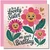 Lovely Sister Birthday Card - Cute Smiling Flowers Design, 145mm x 145mm Square Greeting Card, Includes Pink Envelope