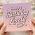 Happy Birthday Lovely Greeting Card - Pastel Pink to Purple Gradient with Stars - Cute Hand-Lettered Birthday Card