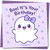 Cute Ghost Birthday Card - Boo! It's Your Birthday - 145mm x 145mm Square - Pastel Purple Stars Kawaii Design - Funny Cute Greeting Card for Kids or Anyone, Includes Purple Envelope