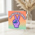 No Worries Mate Peace Sign Greeting Card - Colourful Fun Friendship Encouragement Card for Friends, Thinking of You or Just Because - Blank Inside