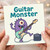Guitar Monster Birthday Card - Cute Cartoon One-Eyed Monster with Electric Guitar, Fun Music Lover Kids Greeting Card with Envelope