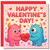 Cute Monster Valentine's Day Card 145mm x 145mm, Happy Valentine's Day, Cartoon Monsters, Sweet Romantic Card for Partner, Boyfriend or Girlfriend, Includes Red Envelope