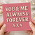 You & Me Always & Forever XXX Romantic Card - Pink Hearts Love/Anniversary Valentine’s Day Card for Partner, Boyfriend, Girlfriend, Husband or Wife
