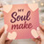 Romantic Hearts Love/Anniversary Card - 'My Soul Make' Typography - Pink Heart Design - Sweet Card for Partner, Husband, Wife, Boyfriend or Girlfriend