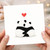 Cute Panda Hug Card with Red Heart - Romantic Love & Anniversary Card for Partner, Boyfriend, Girlfriend, Husband or Wife - Minimal Animal Illustration - Blank Inside - Envelope Included