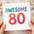 80th Birthday Card - AWESOME 80 Colourful Confetti Dots Design - Bright Rainbow Letters