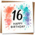 16th Birthday Card, Happy 16th Birthday Card with Colourful Watercolour Splash Design