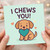 I Chews You Puppy Love Card - Cute Dog Pun Valentine's or Anniversary Greeting Card with Puppy Holding Heart - Funny Romantic for Partner