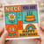 14th Birthday Card for Niece, Happy Birthday Retro Patchwork Design