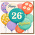 26th Birthday Card, Colourful Balloon Happy Birthday Design
