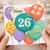 26th Birthday Card, Colourful Balloon Happy Birthday Design