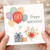 60th Birthday Card, Happy Birthday Card with Balloons and Flowers