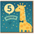 Nephew 5th Birthday Card, Cute Giraffe Balloon Design